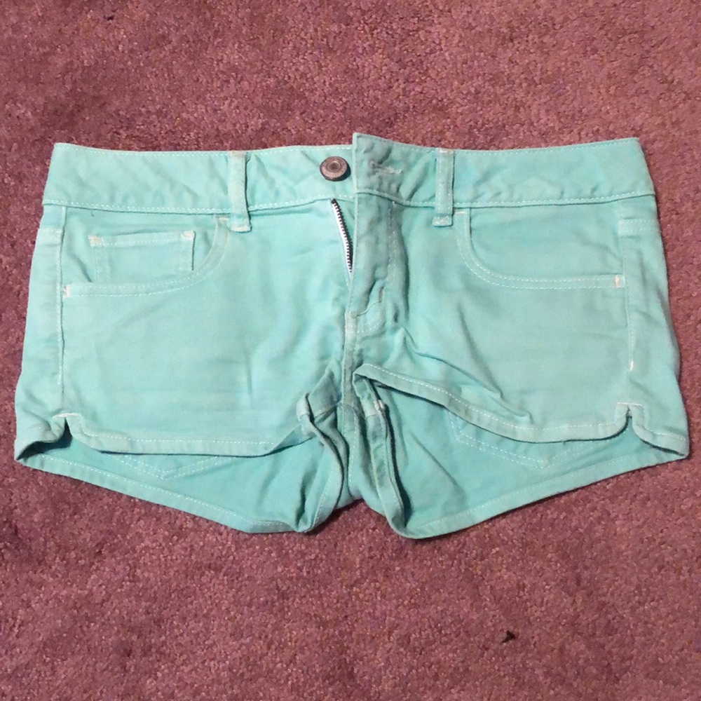 American Eagle stretch turquoise jeans shorts